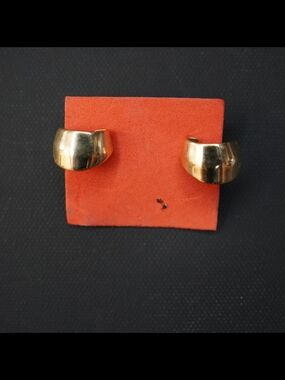 Vintage Gold Tone Half Hoop Stud Earrings Classic Estate Jewelry Pair